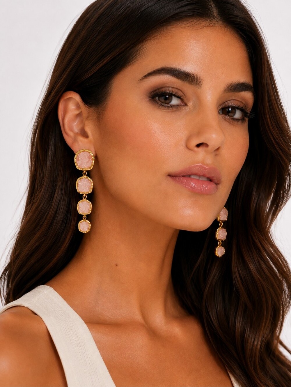 Baublebar Pink Stone Hanging Earrings NEW